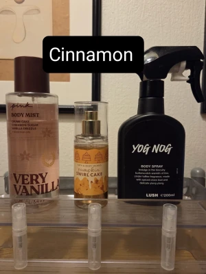 Parfym testers 2ml perfume split bundle scent body spray body mist  - Perfume testers set  1x 2ml Victorias Secret Pink Very Vanilla   1x 2ml Bath & Body Works Pumpkin Swirl Cake   1x 2ml Lush Yog Nog   Please check out my other listings for more testers  If you only want to buy a tester separately just let me know