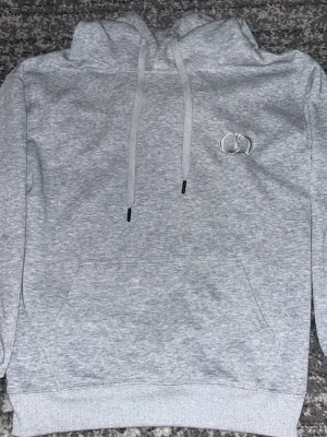 Grå hoodie från Christian Dior - Snygg grå hoodie från Christian Dior med broderad logga på bröstet. Klassisk modell med huva och dragsnören samt en stor magficka. Tillverkad i mjukt bomullsmaterial som är skönt att ha på sig.