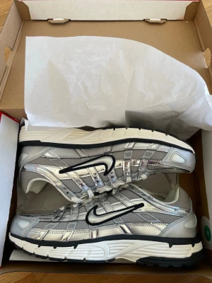 Nike p6000 - Snygga sneakers från Nike i silver, grått och vitt med svarta detaljer och vit sula. Skorna har ett futuristiskt rutmönster och den klassiska svarta Swoosh-loggan på sidan. Ovandelen är i mesh och syntetmaterial för en sportig look.