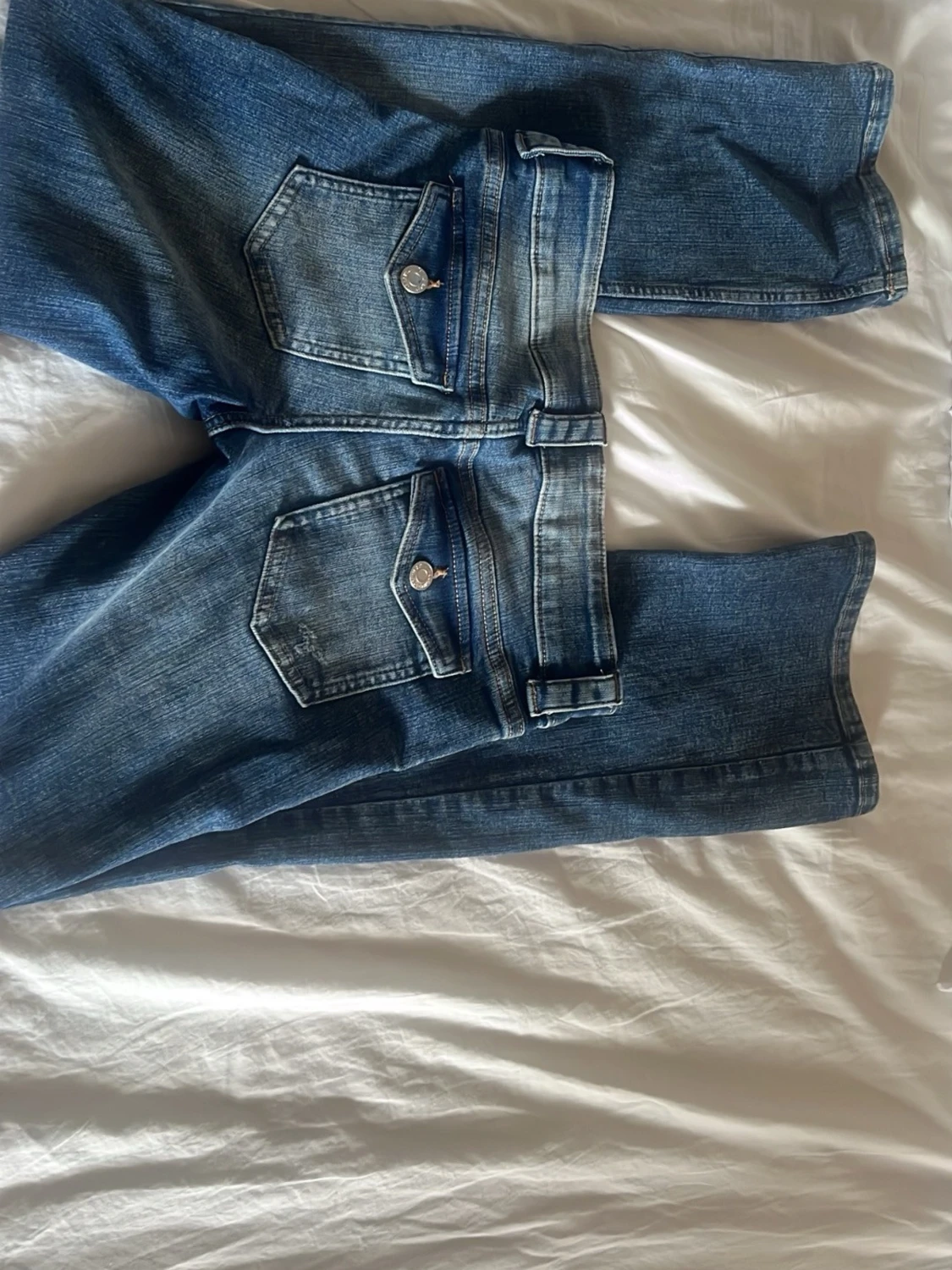 Blå bootcut jeans med låg midja - 4