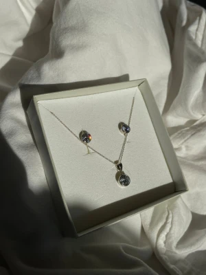 Halsband och örhängen i äkta silver  - Säljer matchande örhängen och halsband i äkta silver från Albrekts Guld. Mycket bra skick! Ursprungspris 699 kr