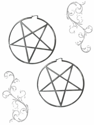Pentagram örhängen hoops - ☆ Stora pentagram hoops I metall som varit sparsamt använda, ca 10 cm i diameter! ☆