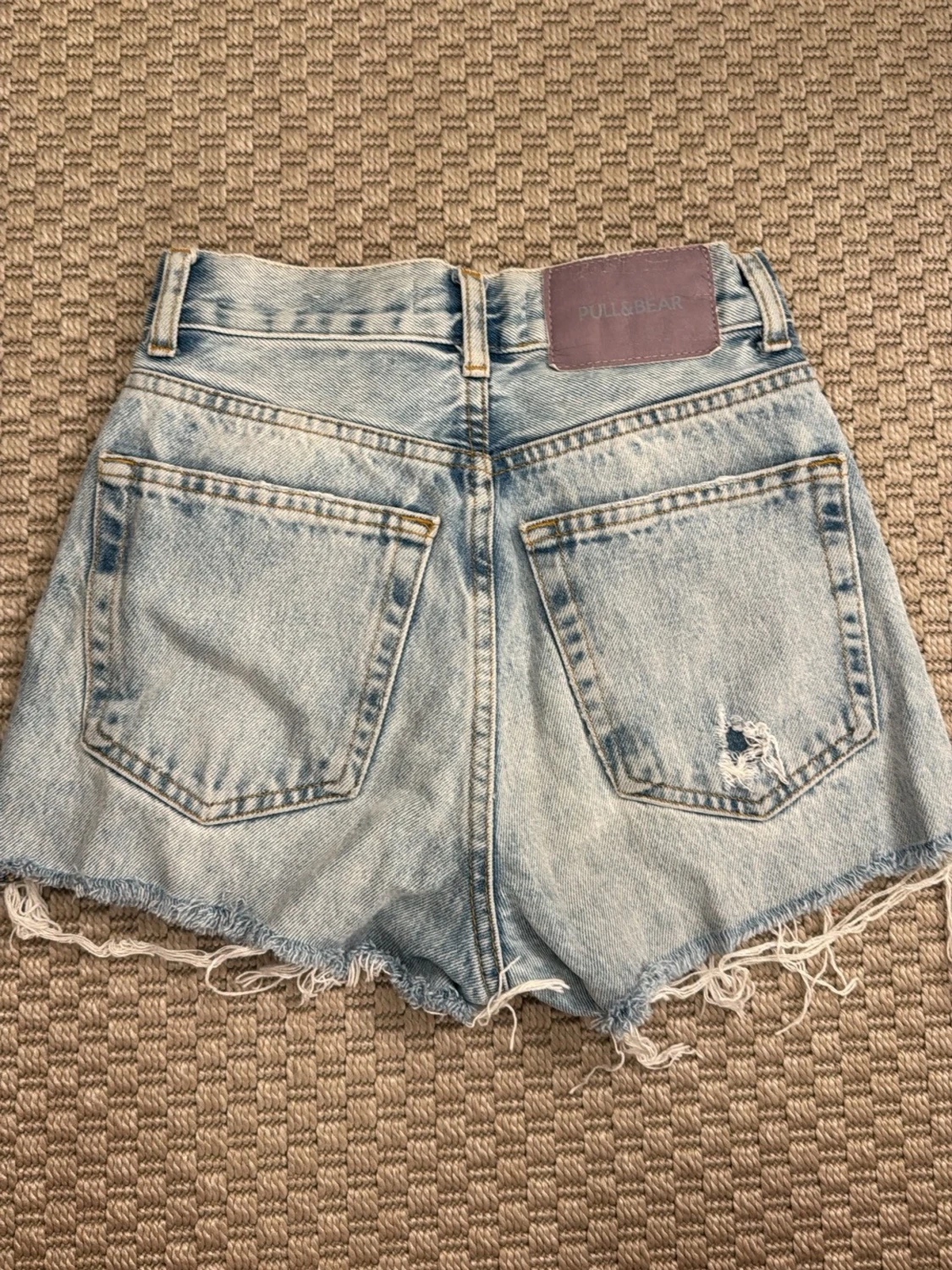 Blåa högmidjade jeansshorts Pull&Bear - 1