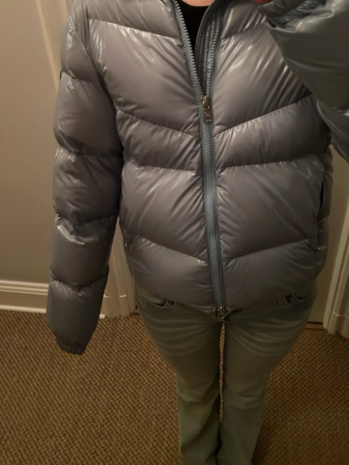 Ljusblå Colmar pufferjacka med huva - 1