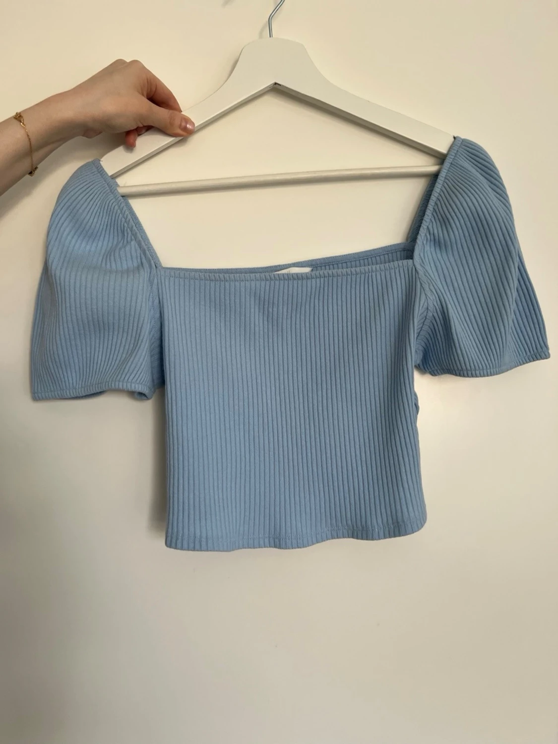 Ljusblå ribbad topp från H&M