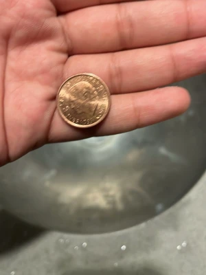 Svensk enkrona i kopparfärg - Den här två kronan har varit igenom massor av ica affärer och den är traumatiserad av gammal kvinna 