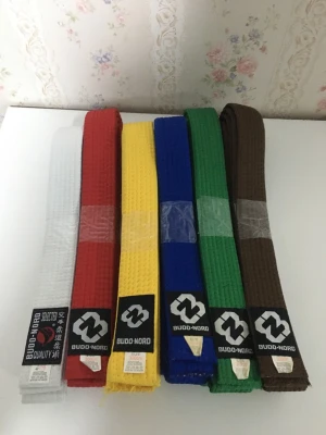 Färgglada bälten från Budo-Nord - Säljer sex olika bälten från Budo-Nord i färgerna vitt, rött, gult, blått, grönt och brunt. Perfekta för kampsport eller som cool accessoar till din outfit. Bältena är tillverkade i slitstarkt material och har klassisk rektangulär form.