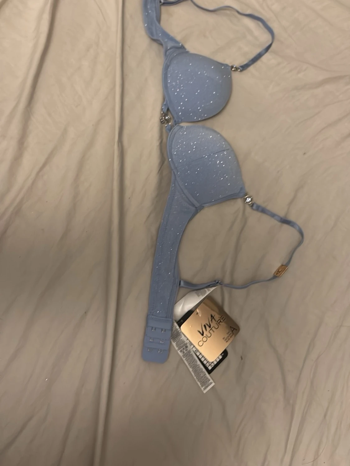 Ljusblå glittrig push-up bh Viva Couture