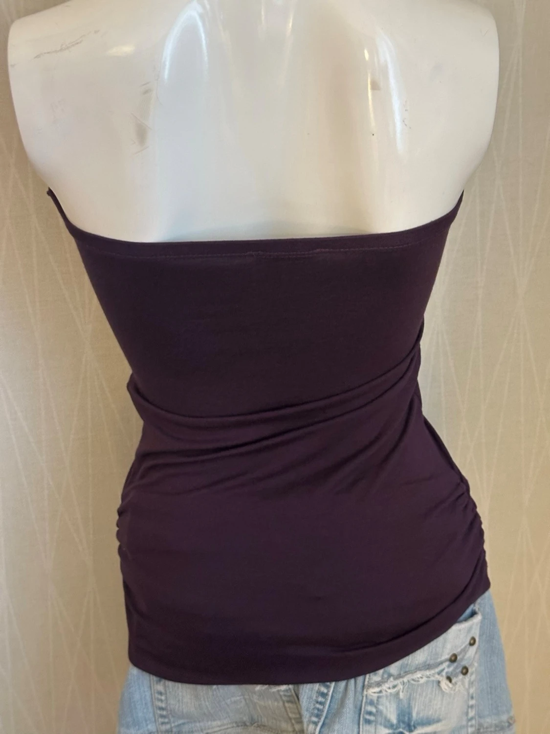 Mörklila tubtopp med knappar - 1