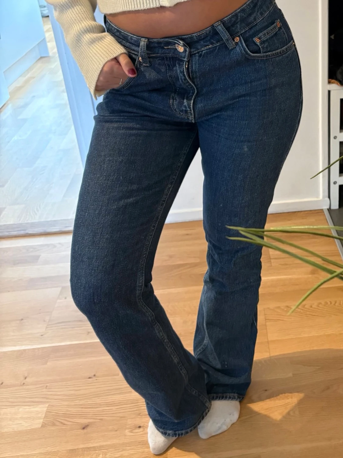Mörkblå bootcut jeans - 2