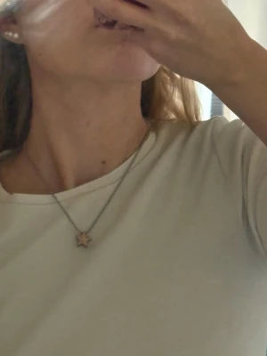 Silverhalsband med stjärnhänge edblad  - Snyggt halsband i silverfärg med en liten stjärnformad berlock. Kedjan består av små pärlor som ger ett modernt och stilrent intryck. Perfekt accessoar för dig som gillar enkla men unika smycken. Halsband från Edblad, stjärnan är i bronsfärg