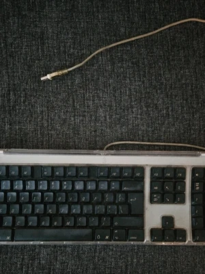 Apple tangentbord med USB-anslutning - Säljer ett klassiskt Apple tangentbord med USB-kabel. Tangentbordet har svarta tangenter och genomskinlig plast runtom, samt numerisk del. Perfekt till dig som gillar retrodesign och vill ha ett stabilt tangentbord till din dator.