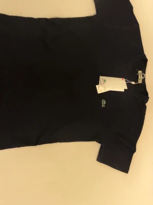 Marinblå t-shirt från Lacoste - Klassisk Marinblå t-shirt från Lacoste med den ikoniska gröna krokodilloggan på bröstet. T-shirten har rund hals och korta ärmar, tillverkad i mjuk bomull för en skön känsla. Perfekt basplagg för en clean och stilren look.