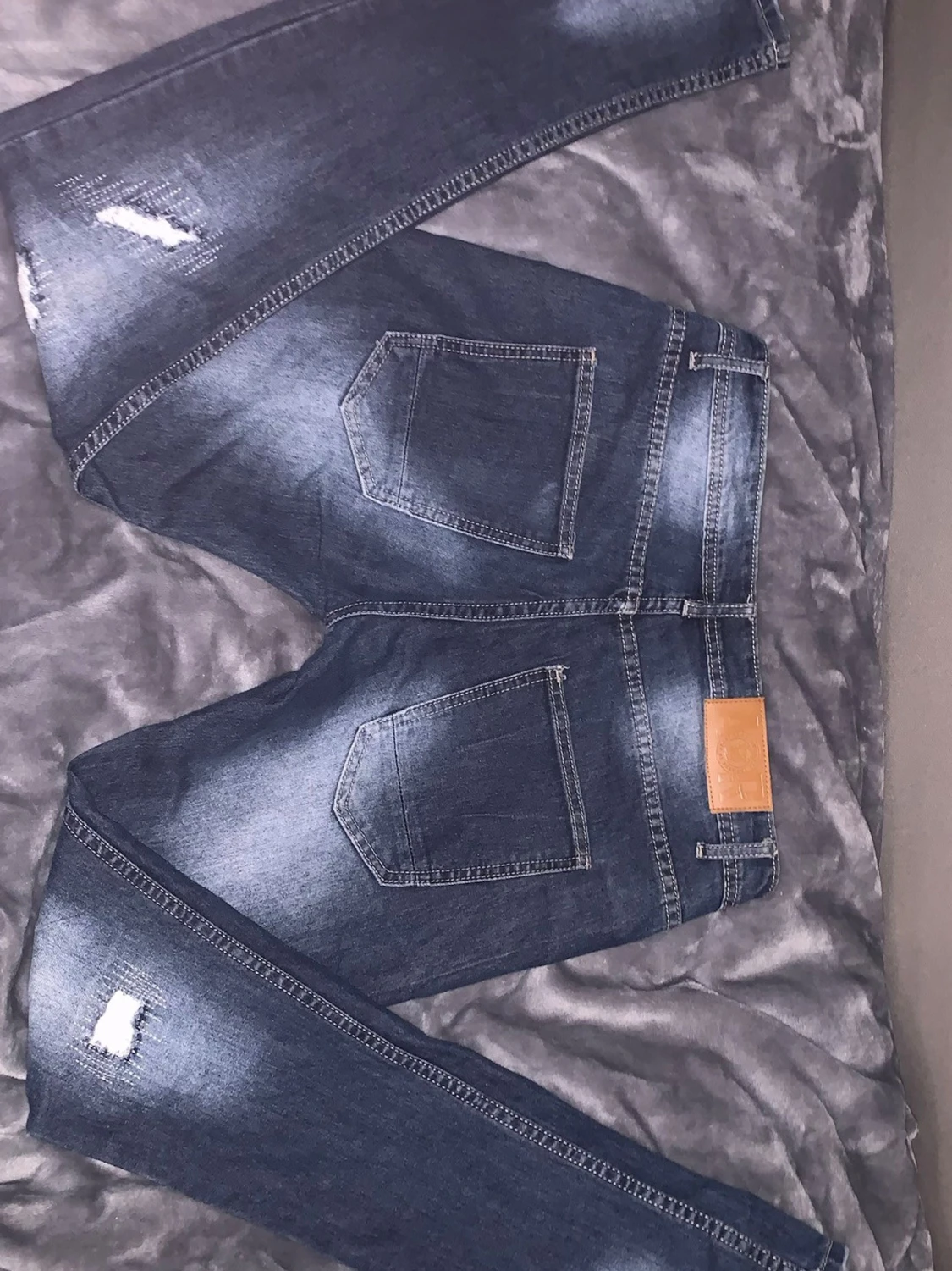 vintage mörkblå slim fit jeans - 1