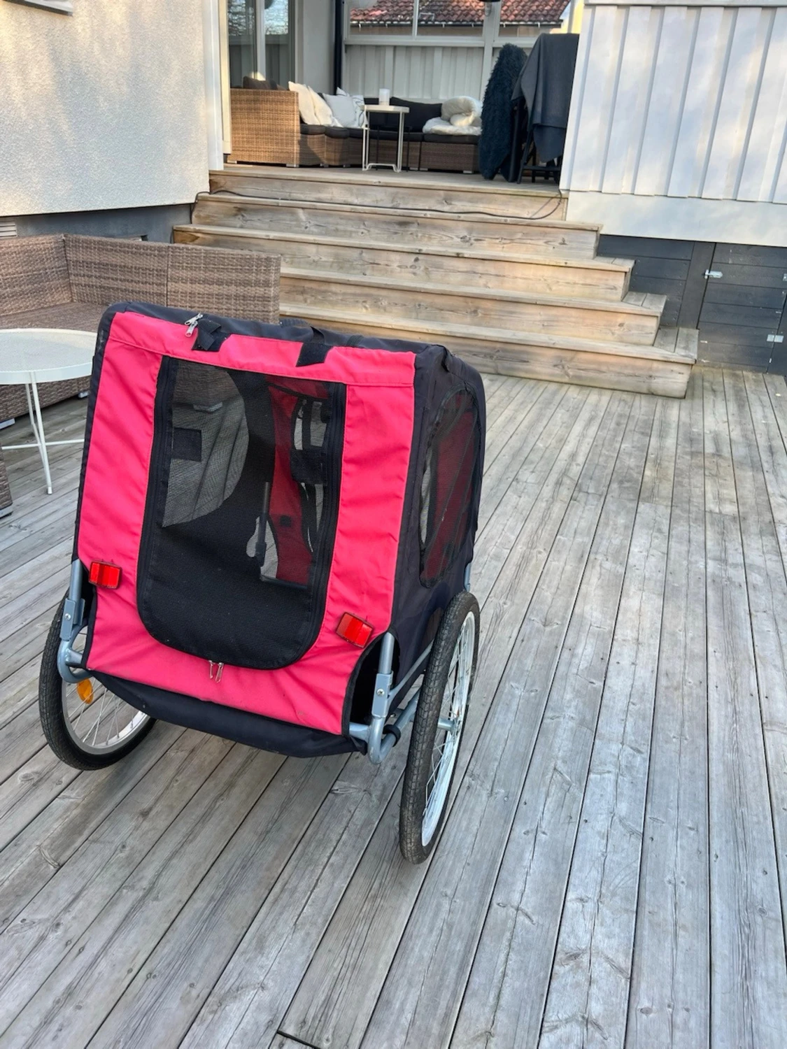 Cykelvagn för barn svart och röd - 1