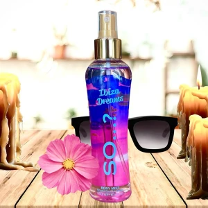 So? ”Ibiza Dreams Body Mist! - So? ”Ibiza Dreams” Body Mist. 200 ml. Oanvänd.   This enchanting body mist captures the vibrant spirit of Ibiza, offering a refreshing and invigorating scent that transports you to sun-kissed beaches and lively nights.