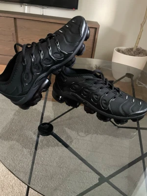 Nike Air VaporMax Plus Triple Black 🖤🔥 - Säljer ett par riktigt snygga Nike Air VaporMax Plus i helsvart färg (Triple Black). Perfekta för både vardag, streetwear och gym. Bekväma med VaporMax-dämpning och en stilren design som passar till allt.  ✅ Mycket bra skick ✅ Trendig helsvart färg ✅ Bekväma hela dagen ✅ Passar både tjejer och killar ✅ Redo att användas direkt  📦 Snabb frakt 💬 Skicka gärna meddelande vid frågor eller bud
