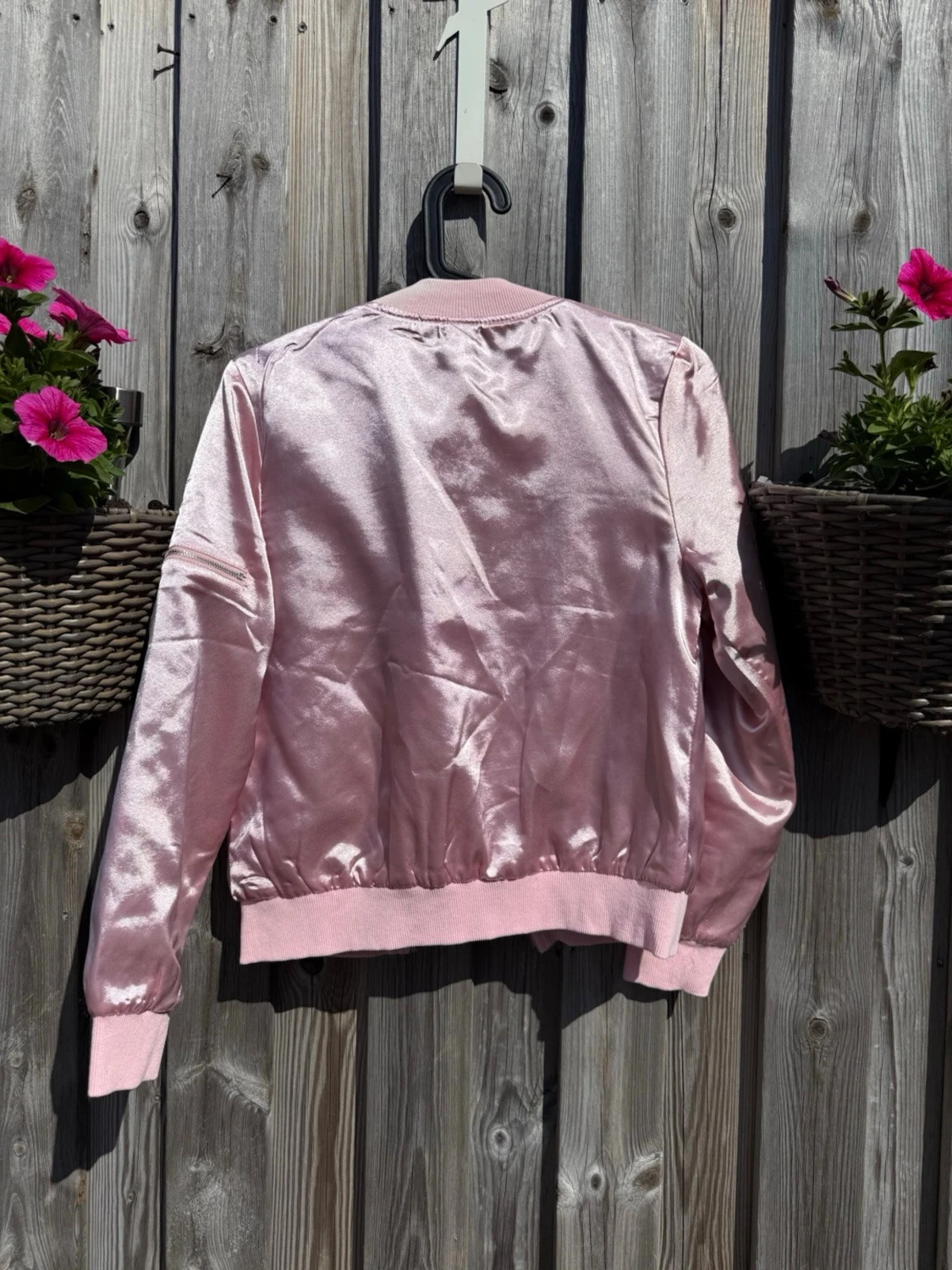 Rosa satin bomberjacka (XS) - 2