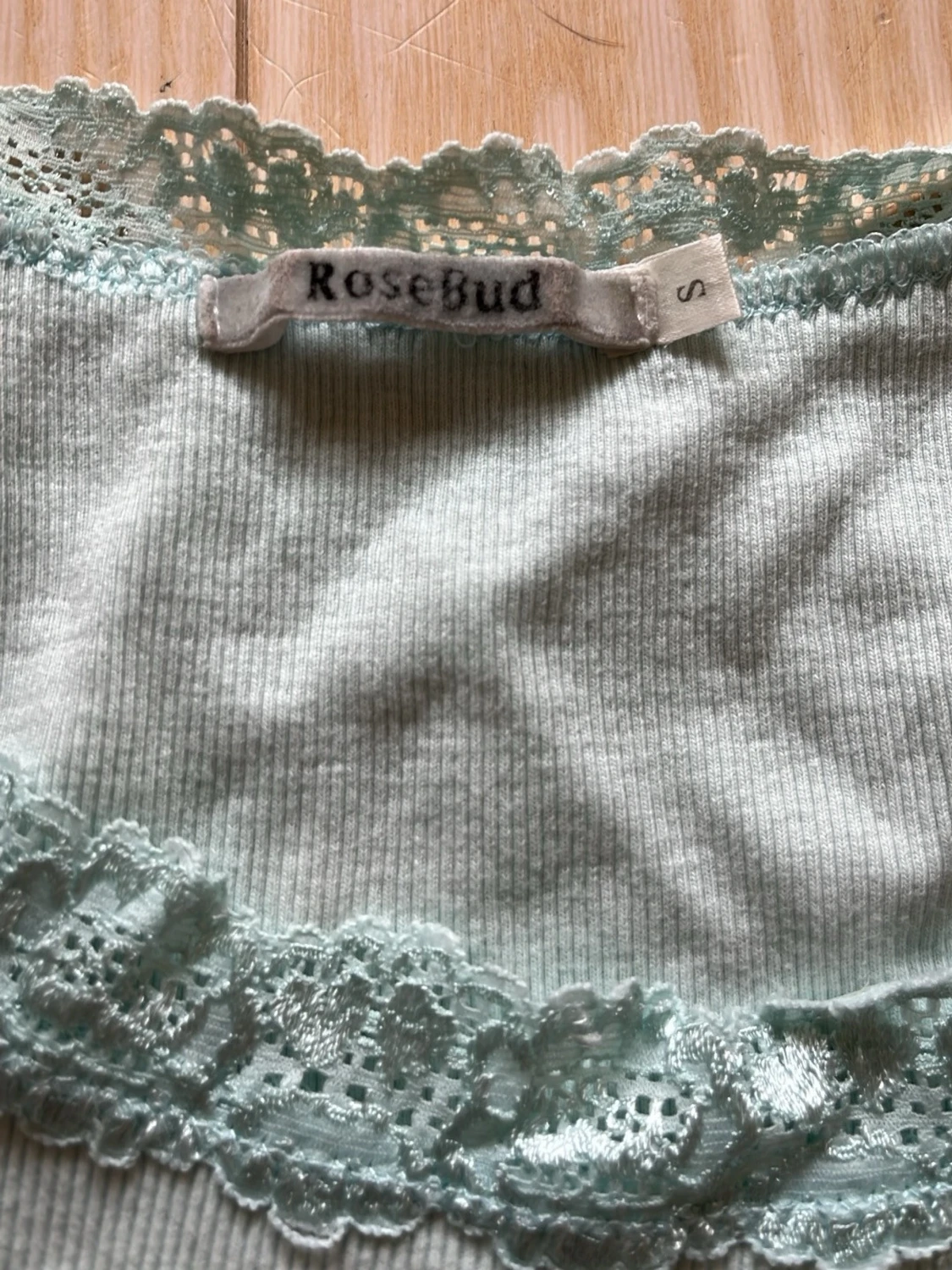 Ljusblå/gron ribbad spetslinne - 3