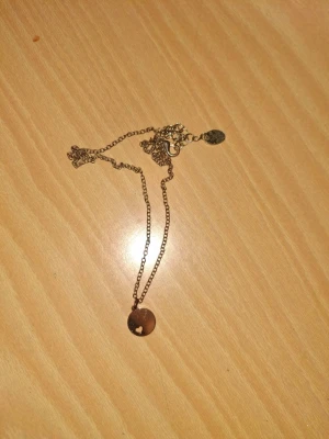 Guldfärgat halsband med hjärthänge - Snyggt guldfärgat halsband med en tunn kedja och ett runt hänge med ett litet utskuret hjärta. Perfekt för dig som gillar enkla men personliga smycken. Passar till många olika stilar och är lätt att matcha med andra accessoarer.