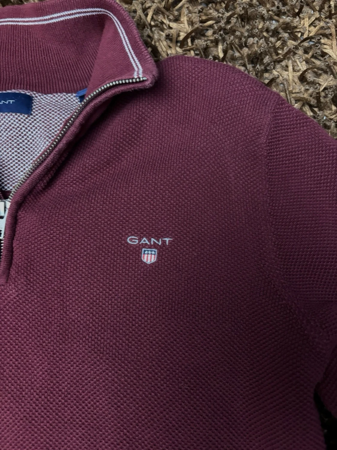 Vinröd halvzip tröja från Gant - 3