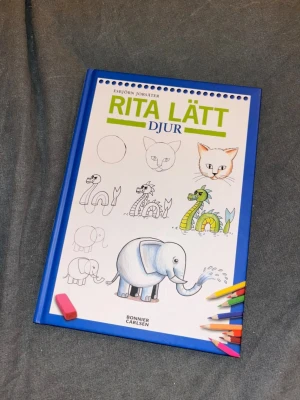 Rita Lätt Djur teckningsbok - En färgglad och inspirerande bok som lär ut hur man enkelt ritar olika djur steg för steg. Perfekt för dig som vill utveckla dina teckningsskills och gillar att skapa med papper och penna. Inga defekter. Se bilder för exempel på sidorna i boken.