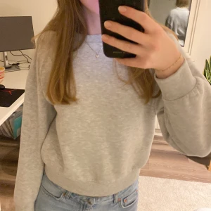 Sweatshirt ljusgrå storlek xxs - Jättefin ljusgrå sweatshirt från ginatricot. Använt ganska mycket men bra skick. Säljer pågrund av att den är lite för liten för mig.🫶