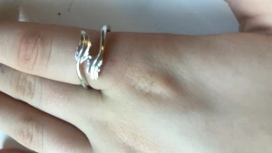 Ring  - Silver ring med som blad. Stolek 18/17