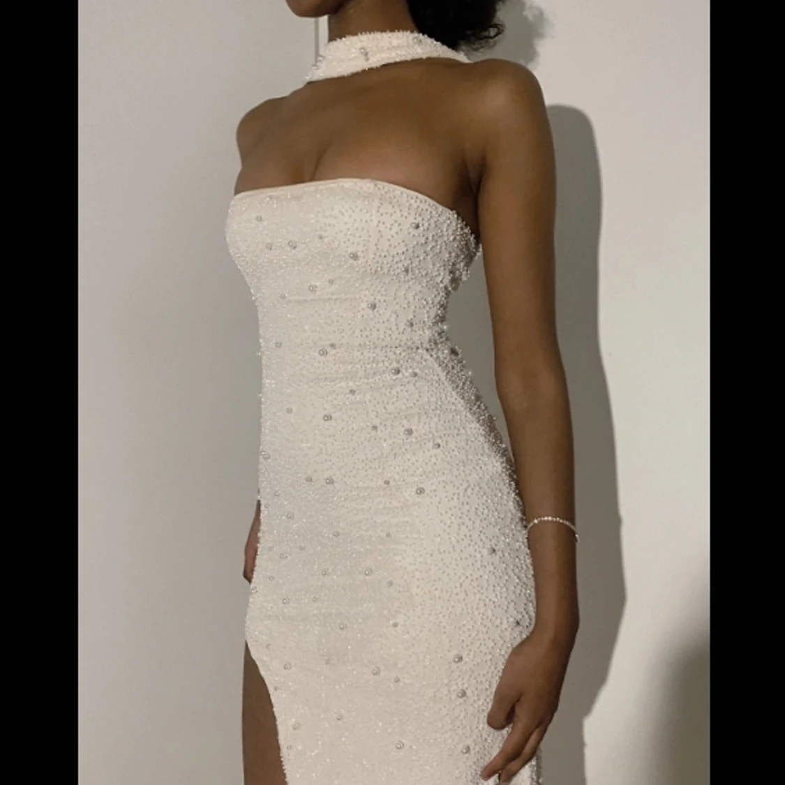 Ivory utsmyckad bandeau klänning - 91