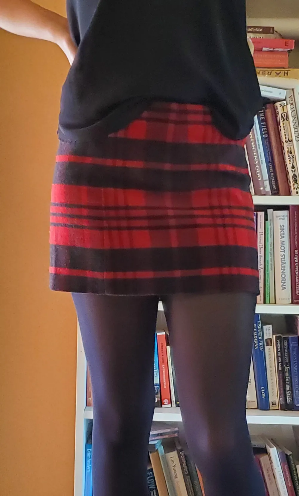 En jätt gullig rödrutig mini kjol som stängs och öppnas genom en semless kedja på baksidan.. Kjolar.