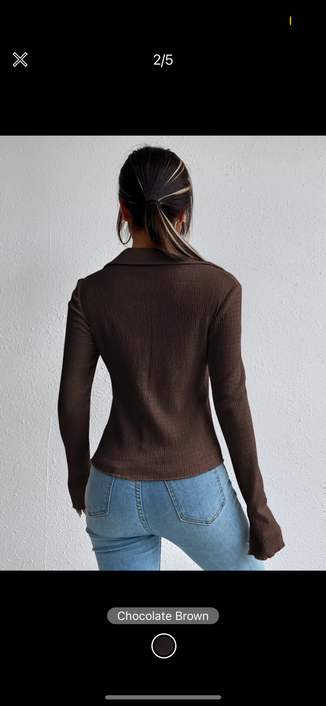 Textured Single Breasted Split Cuff Tee - 90