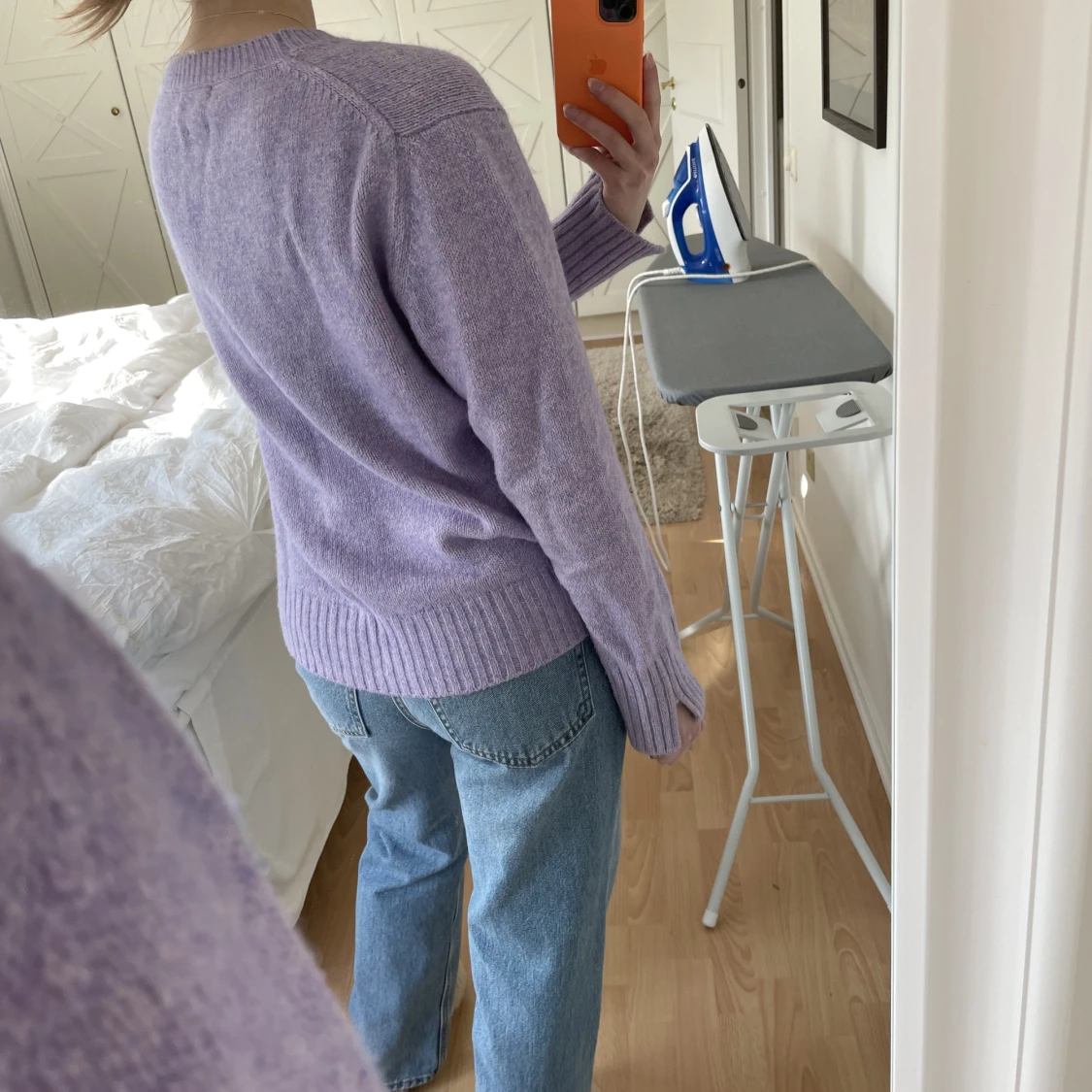 Stickad tröja i lila - 90