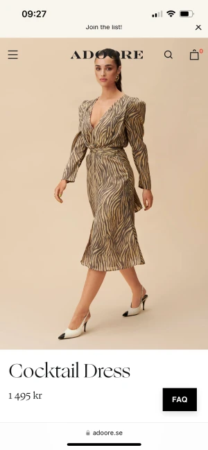 Adoore klänning  - Helt oanvänd klänning från Adoore med lapparna kvar. Strl 38. Köp direkt för 800kr (nypris 1495kr) eller buda i pm till mig!