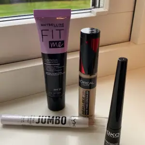 Maybelline Fit Me Luminous and smooth Primer   Loreal Infallible concealer i färgen 326 Vanilla   Nyx Jumbo Eye Crayon i färgen Frosting   KIKO Precision eyeliner   Allting är i princip oanvänt, endast testat 