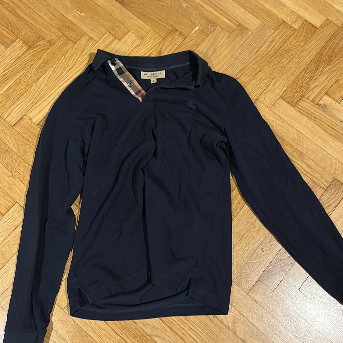 Burberry piké långärmad bomull mörkblå