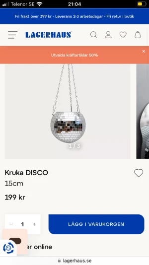 Cool Discobolls Kruka från Lagerhaus  - Ny! Häftigt hängande kruka som ser ut som en discokula 🕺🪩från Lagerhaus i förpackningen, nypris 199kr säljer för 110kr