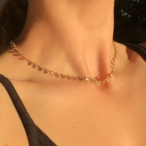 Guldigt halsband - Säljer detta nästintillt oanvända halsbandet. Det är kort och guldigt och i mycket fint skick. Köpare står för frakt (13 kr) och skriv gärna vid intresse eller eventuella frågor😊