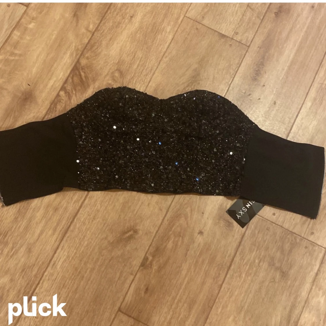 Svart bandau topp med paljetter - 91