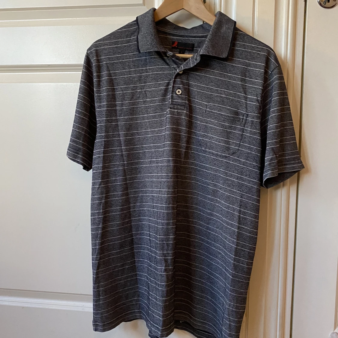 Randig Svart Grå Piké