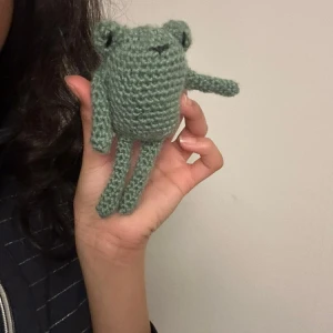 Crocheted frog - Hand crochet. Small harmless toy for cat, dog or kids 