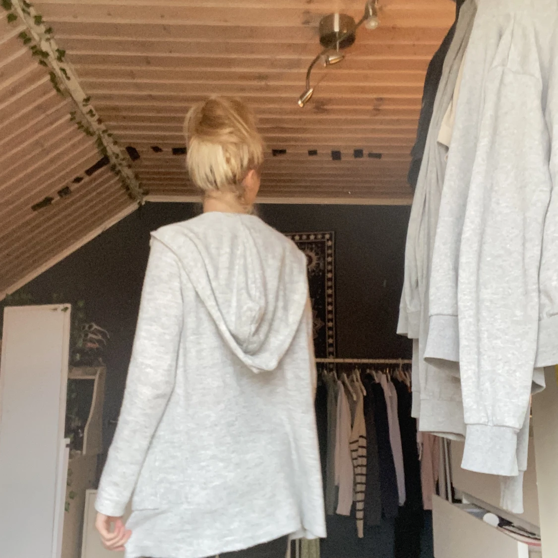 Ljusgrå Lång kofta  - 90