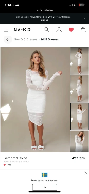 Gathered dress nakd stl xs  - Sålde slut direkt helt ny klänning ifrån Nakd Hanna Schönberg i storlek xs 