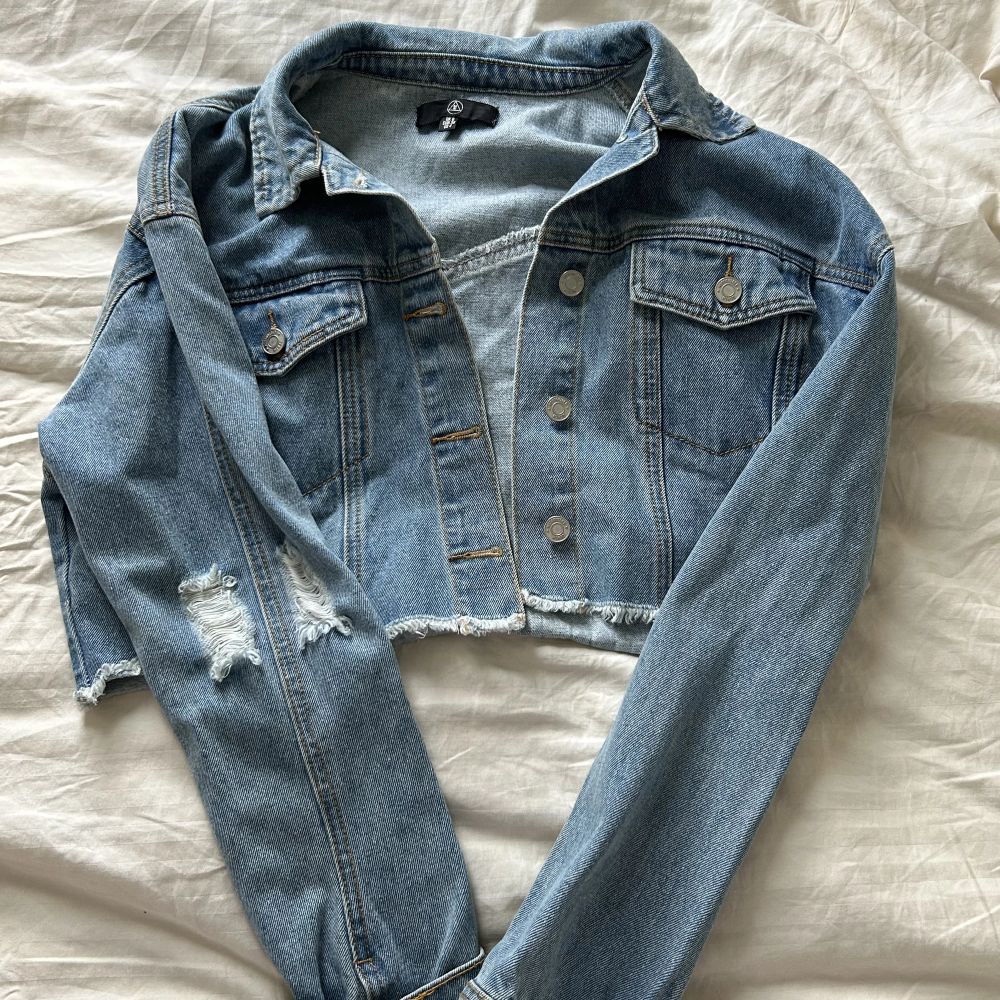 Blå Cropped jeans jacket | Plick Second Hand