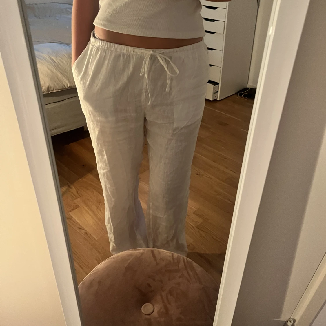 Vita Linnebyxor  - 90