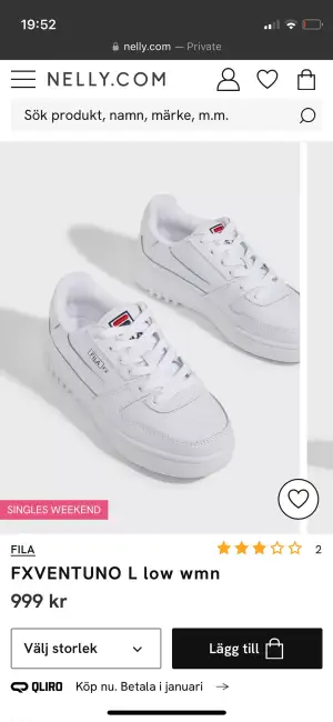Comfortable and sleek white sneakers from Fila.  Barely used. See pictures Pick up Fruängen/ Södermalm or shipping. 