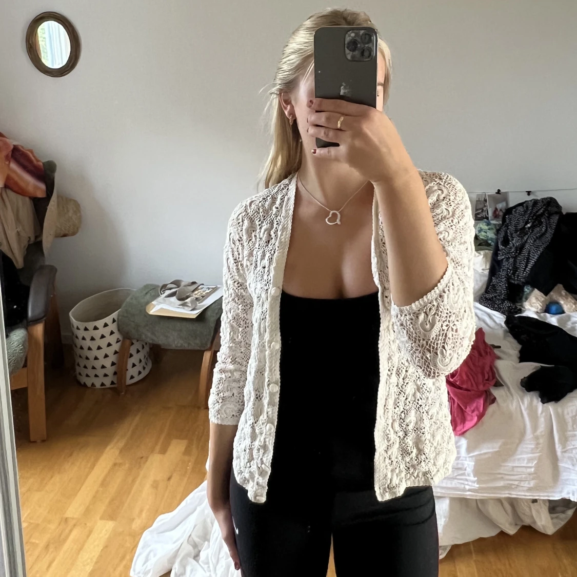 Virkat/stickad kofta - 90