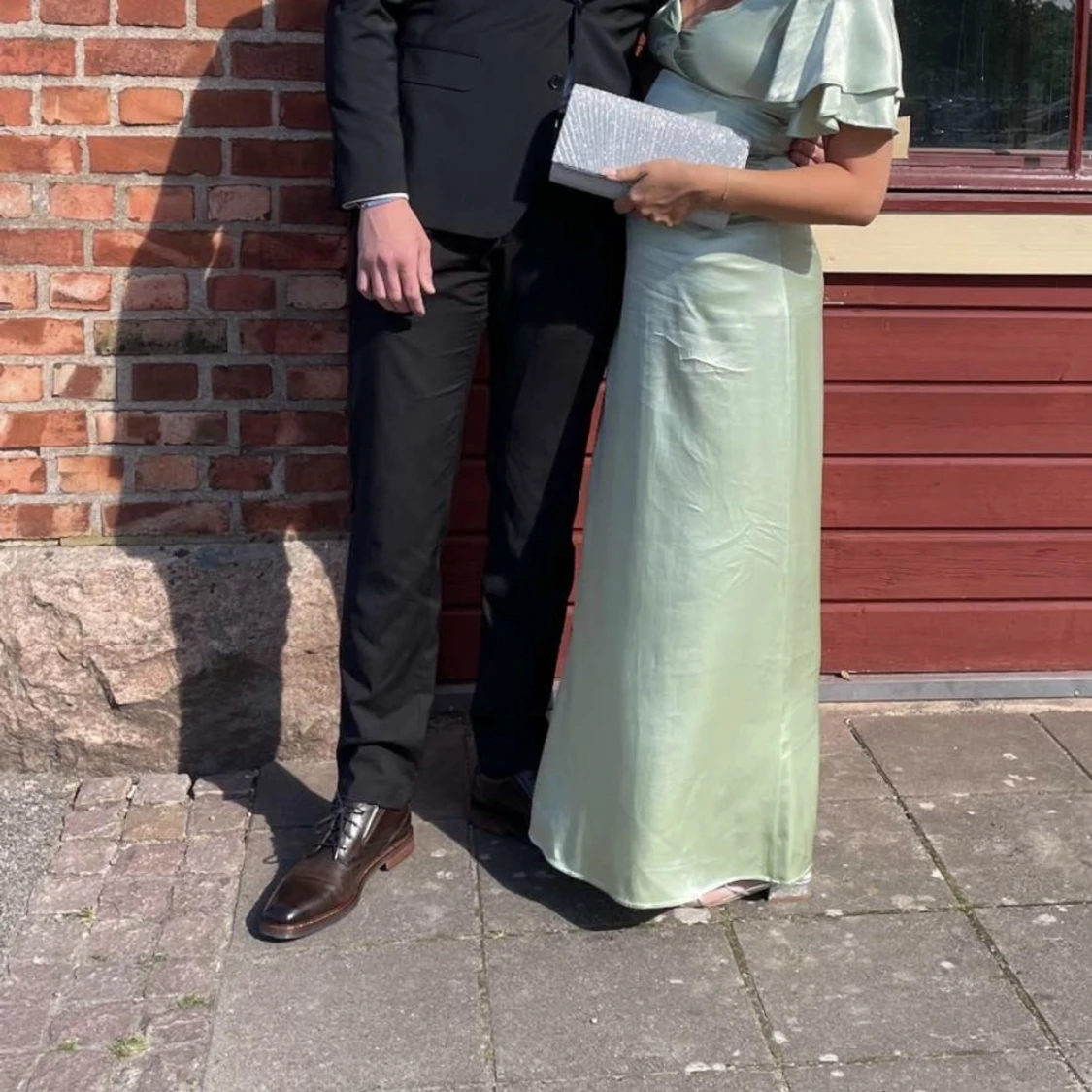 Silvrig bal/kuvert väska 