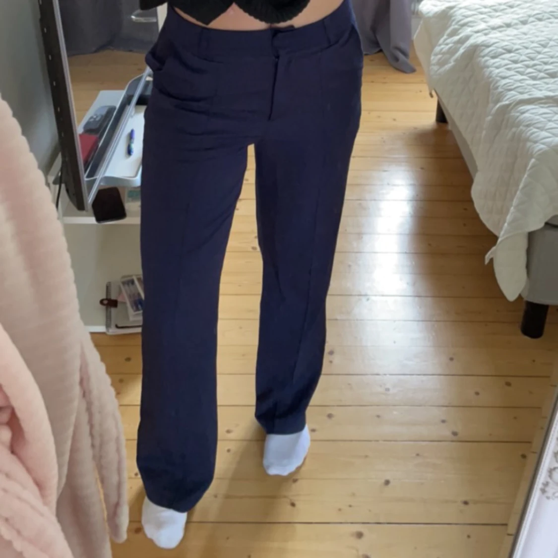 Mörkblåa Kostymbyxor