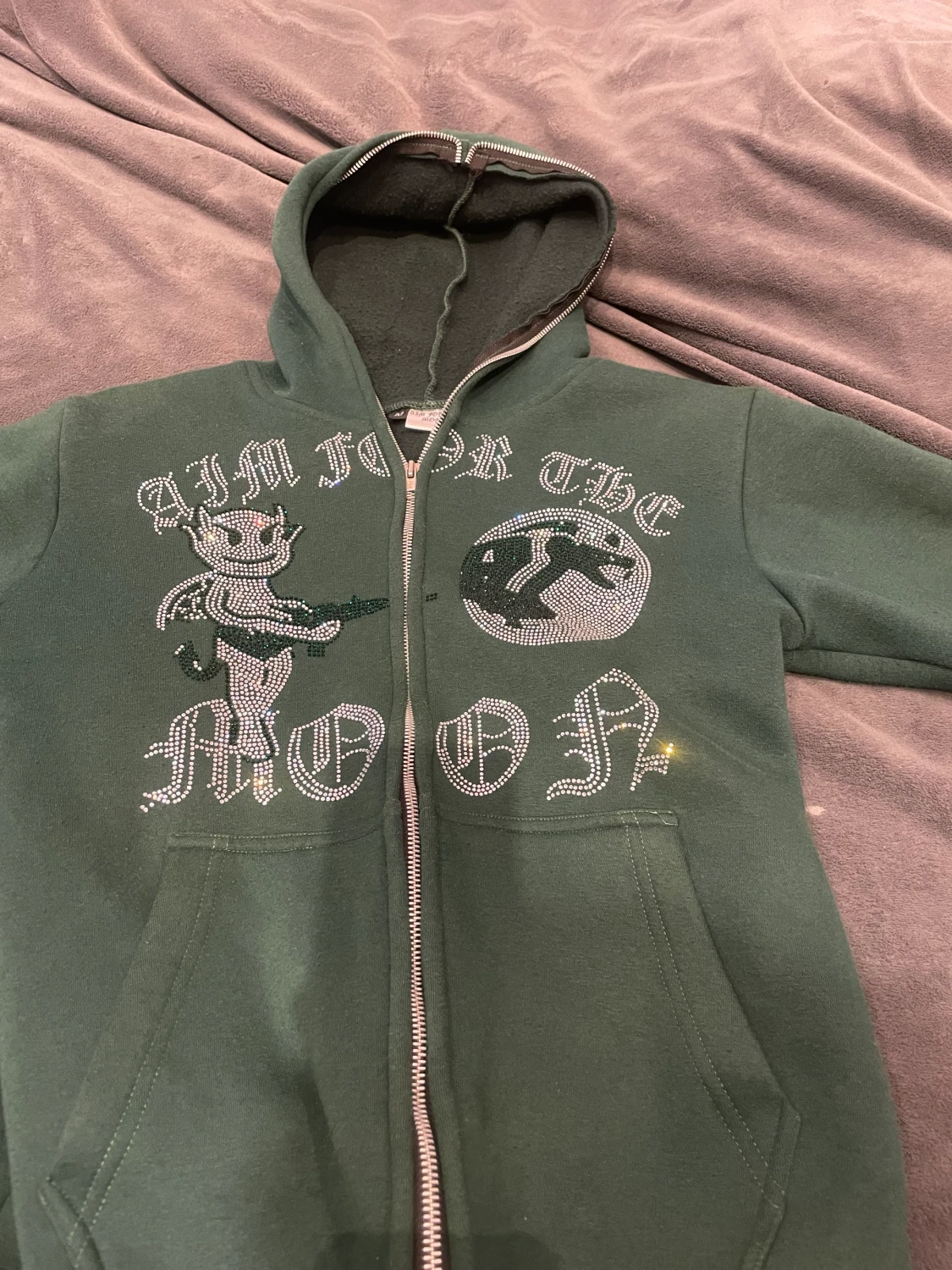 Aim for the moon rhinestone hoodie 