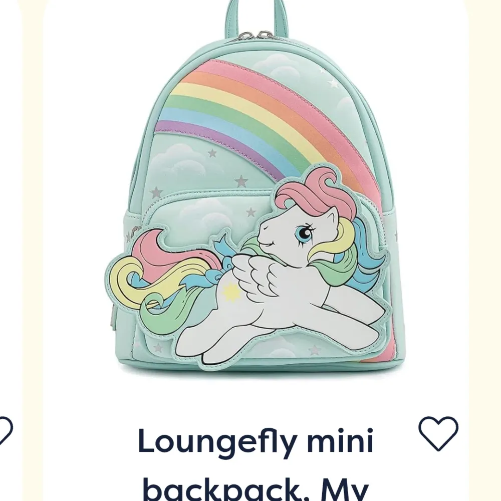 Söt ryggsäck från Loungefly med retro My Little Pony tema! Får ingen användning av den så säljer av den istället :). Väskor.